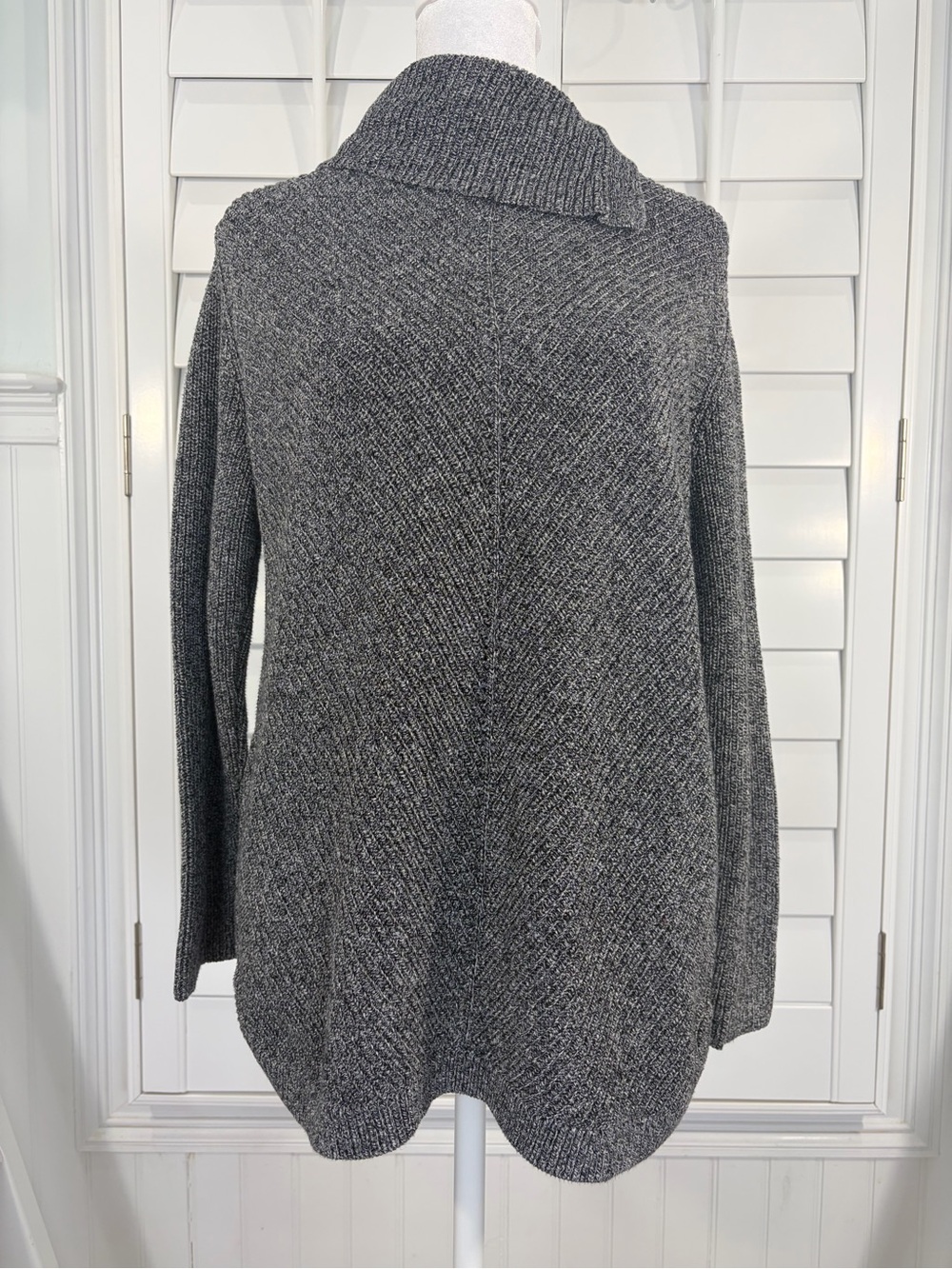 Cozy Gray Modal Sweater with Relaxed Funnel Neck (M)